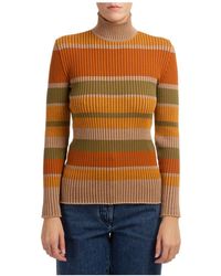 Alberta Ferretti - Turtle-neck Striped Sweater - Lyst
