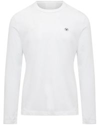 Emporio Armani - Logo-patch Long-sleeved Crewneck T-shirt - Lyst