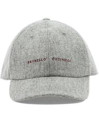 Brunello Cucinelli - Grey Other Materials Hat - Lyst