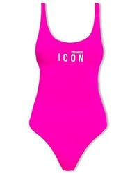 DSquared² - Icon-print Open-back Swimsuit - Lyst