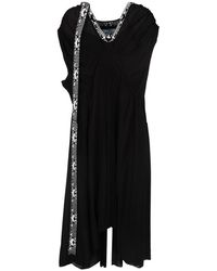 Prada - Jacquard Knit-trim Draped-effect Long Dress - Lyst
