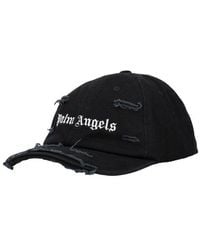 Palm Angels Ripped Logo Cap - Black