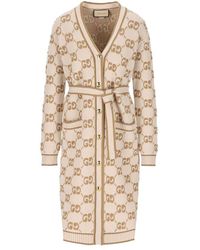 Gucci - GG Jacquard Belted Waist Cardi-coat - Lyst