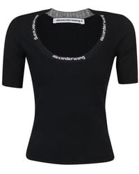 T By Alexander Wang - Logo Jacquard Trims Bodycon T-Shirt - Lyst