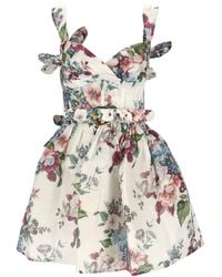 Zimmermann - Matchmaker Floral Printed Belted Mini Dress - Lyst