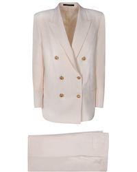 Tagliatore - Double-breasted Cream Suit - Lyst