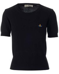 Vivienne Westwood - Orb Embroidered Short-sleeved Knit Top - Lyst