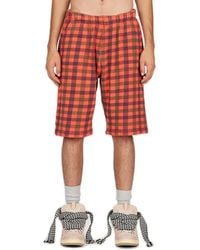 ERL - Check Print Fleece-jersey Bermuda Shorts - Lyst
