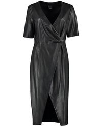 Pinko V-neck Short Sleeved Mini Dress - Black