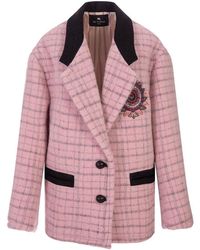 Etro - Embroidered Single-breasted Checked Jacket - Lyst