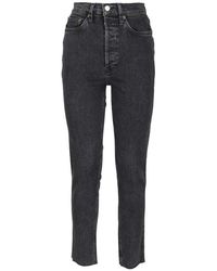 RE/DONE - 90S High-Waist Raw-Cut Hem Skinny Jeans - Lyst