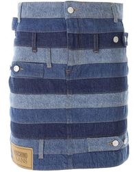Moschino - Jeans Logo Patch Panelled Denim Skirt - Lyst