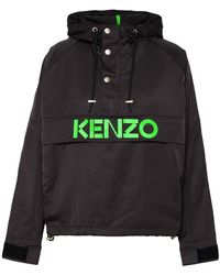 KENZO - Logo Printed Hooded Windbreaker - Lyst