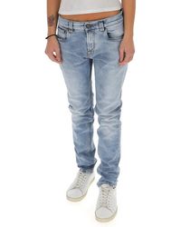 Etro Logo Patch Faded Jeans - Blue
