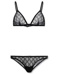 Gucci - GG Embroidered Tulle Lingerie Set - Lyst