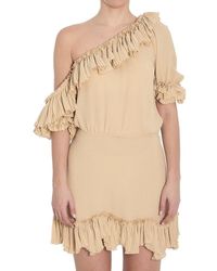 Saint Laurent - One-Shoulder Silk Dress - Lyst