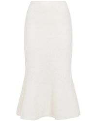 Lanvin Rib-knitted Flare Midi Skirt - White