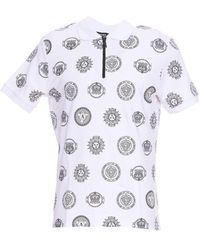 Versace - Monogram Printed Zip-up Polo Shirt - Lyst