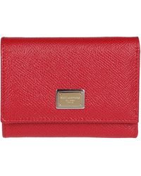 Dolce & Gabbana Logo Plaque Trifold Wallet - Red