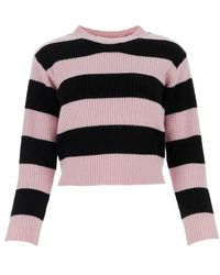 Valentino - Striped Crewneck Knitted Jumper - Lyst