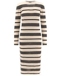 Moncler - Striped Bouclé Midi Dress - Lyst
