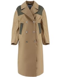 Ganni Double Breasted Trench Coat - Natural