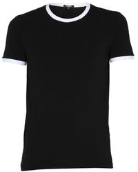 Balmain Contrast Trim Logo Printed T-shirt - Black