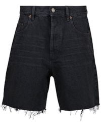 Saint Laurent - Distressed Denim Bermuda Shorts - Lyst