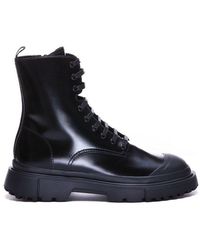 Hogan H619 Combat Lace-up Boots - Black