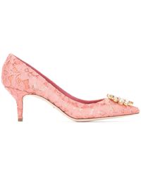 Dolce & Gabbana Pink Lace Bellucci Pumps