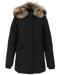 Woolrich - Fur-trimmed Hooded Padded Coat - Lyst