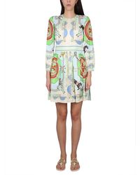 Tory Burch - Mini Dress With Satin Print - Lyst