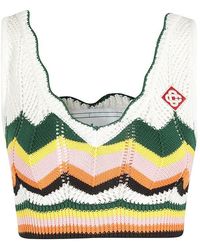 Casablancabrand - Wave Crochet Knitted Cropped Top - Lyst