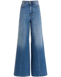 Blue Womens Clothing Jeans Wide-leg jeans Weekend by Maxmara Leather Albio Flared in Denim 