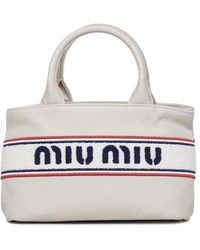 Miu Miu - Logo Flocked Top Handle Bag - Lyst