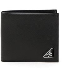 Prada Triangle Logo Bifold Wallet - Black
