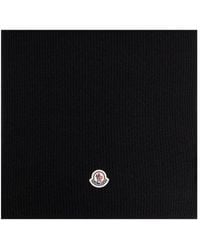 Moncler Logo-patch Detail Ribbed Knitted Scarf - Black