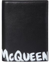 Alexander McQueen Leather Passport Holder - Black