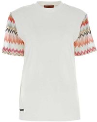Missoni - Logo Embroidered Zigzag Sleeved T-shirt - Lyst