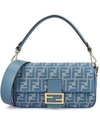 Fendi - Baguette Ff Jacquard Denim Shoulder Bag - Lyst