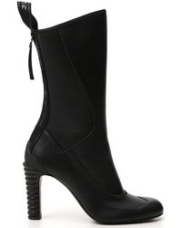 Fendi Paneled Round-toe Boots - Black