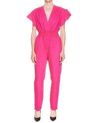 Pinko V-neck Elasticated Waist Jumpsuit - Pink