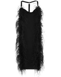 Sportmax - Ussita - Shiny Jersey Dress With Feather Boa - Lyst