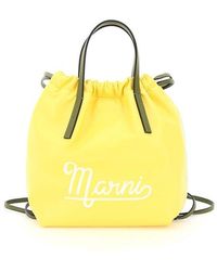 Marni Logo Print Two-tone Small Backpack - Multicolor
