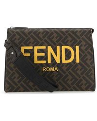 Fendi Logo-embellished Monogram Clutch Bag - Multicolour