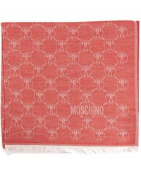 Moschino - Logo Embroidered Fringed Scarf - Lyst