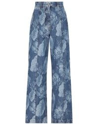 Fendi - Floral Printed Straight-Leg Long Jeans - Lyst