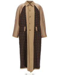 Moschino - Long Trench Coat With Patterned Inserts - Lyst