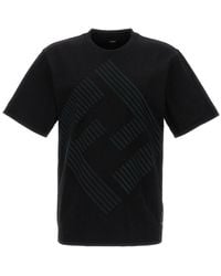 Fendi - Embroidered Oversized Logo T Shirt. - Lyst