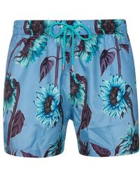 Paul Smith Allover Printed Drawstring Swimming Trunks - Blue